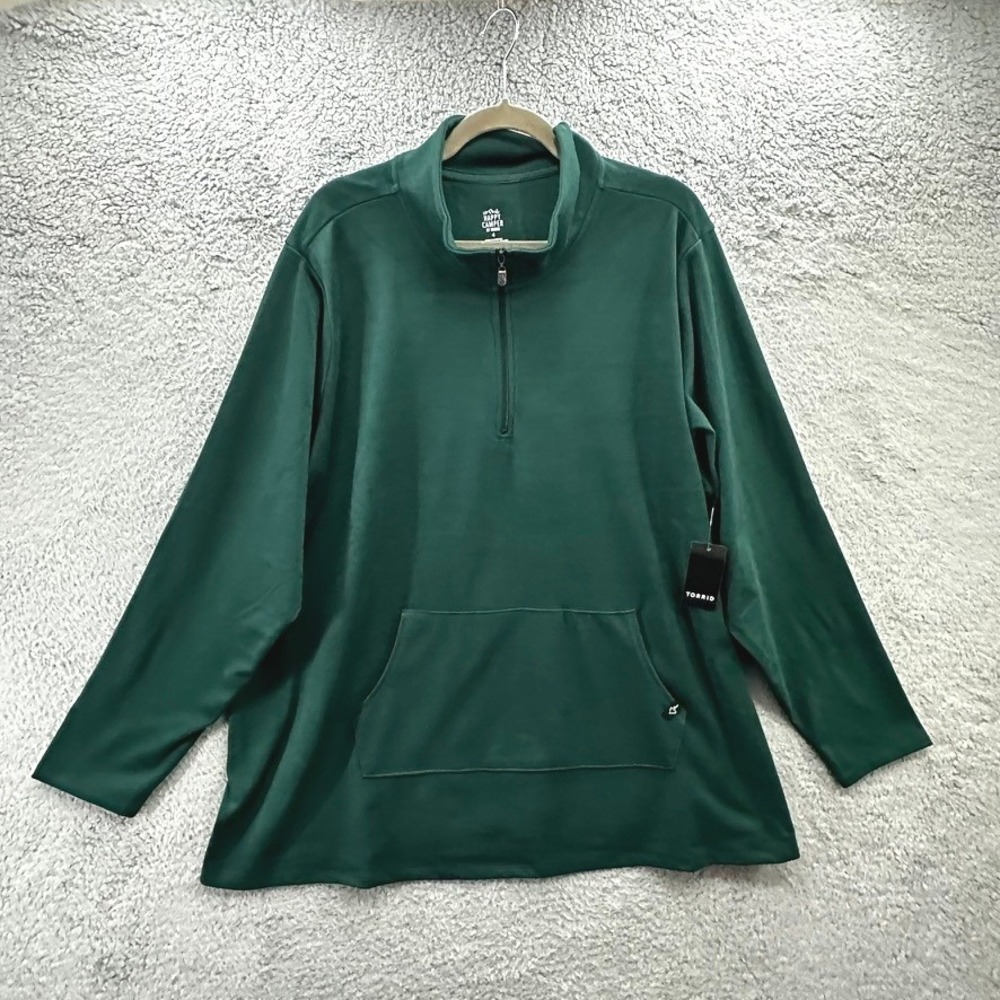 NWT Torrid 4 Happy Camper Green Micro Fleece Quarter Zip Pullover